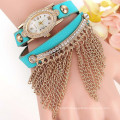 Alibaba China tassel gold chain Leather Ladies Watches ,2015 Latest Watches Design for Ladies